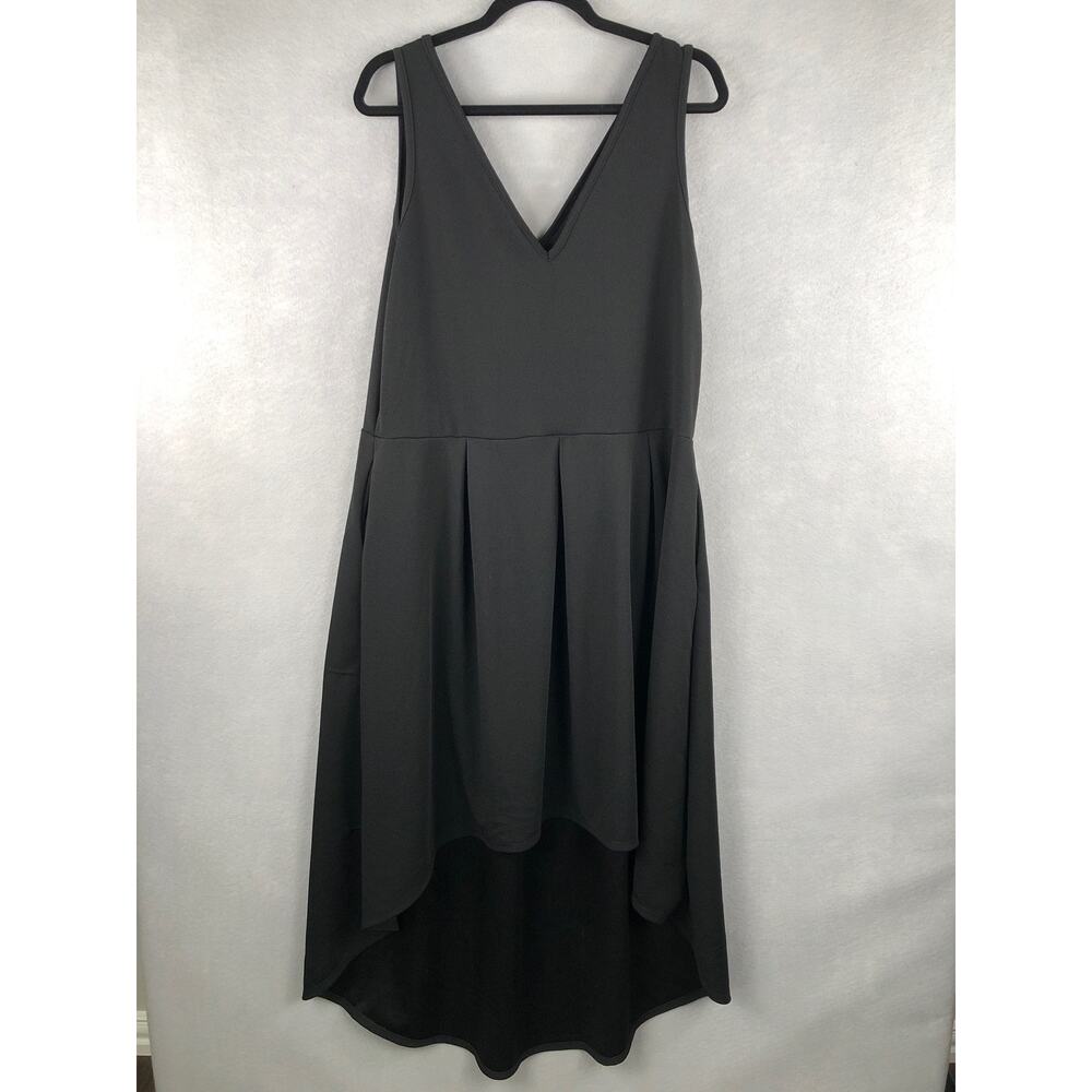 24seven Tank Dress V-neck Sleeveless Black Women's Size 1X NEW